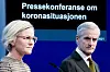 Helse- og omsorgsminister Ingvild Kjerkol (Ap) og statsminister Jonas Gahr Støre (Ap) presenterte dagens koronatiltak på pressekonferanse 13. desember. De sa da at tiltakene skulle vare i frie uker fra 15. desember – altså til 12. januar. Foto: Heiko Junge / NTB