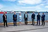 Fra venstre: Ann-Christin Andersen (Styreleder, Drammen havn), Jarle N. Hansen (teknisk sjef, Drammen havn), Gudveig Bellen Nordahl (HMS-leder, Drammen havn), Arild Moe (Administrerende direktør, NRC Group Norge), Erdil Kenar (prosjektleder, NRC Group Norge) og Peter Sundbø Norreen (prosjektsjef, NRC Group Norge). Foto: NRC