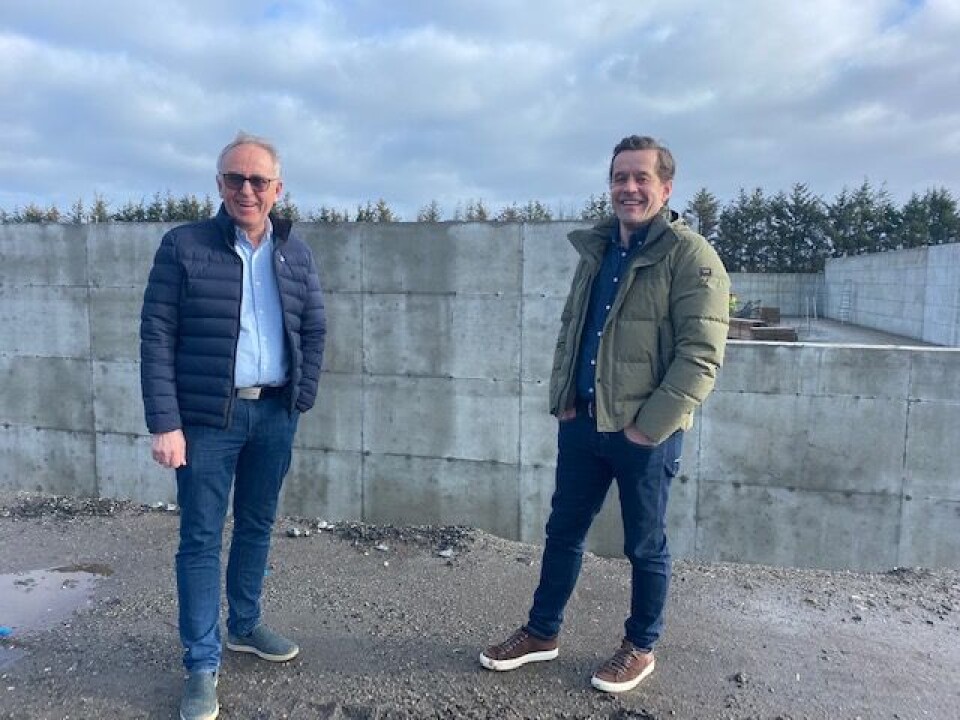 Konsernsjef Olav Stangeland i (til venstre) og SV Betong-sjef Stian Tovslid. Konsernsjef Olav Stangeland i Stangeland Gruppen (til venstre) og SV Betong-sjef Stian Tovslid. Foto: Stangeland Gruppen