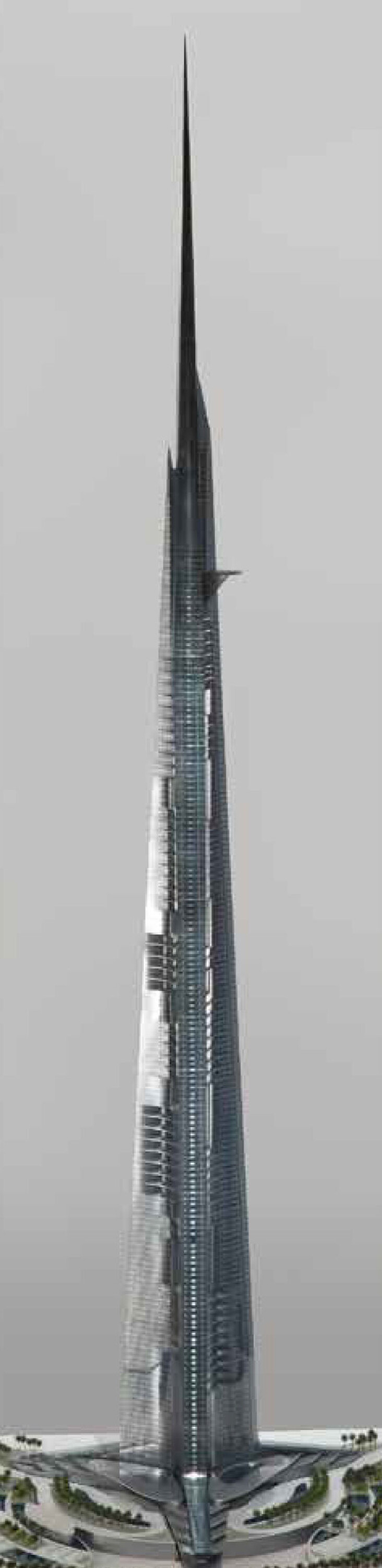 Rekordprosjektet Jeddah Tower starter opp igjen. Prosjektet har tidligere gått under navnet Kingdom Tower. Illustrasjon: Adrian Smith + Gordon Gill Architecture