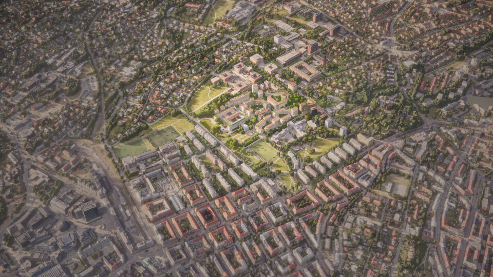 Noen forbilder for den planlagte kvartalsstrukturen er Torshov og Jessenløkken på andre siden av Kirkeveien. Illustrasjon: KIMA Arkitektur