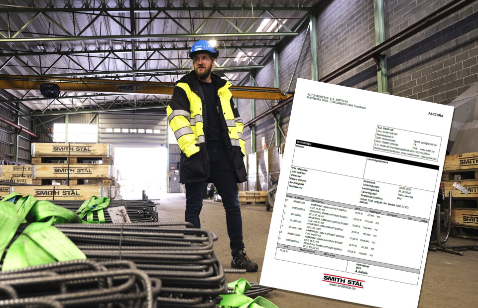 Steve Reinertsen, direktør for s armeringsvirksomhet, kan nå vise til CO2-ekvivalenter for de forskjellige armeringsproduktene i fakturaen. Steve Reinertsen, direktør for E.A. Smiths armeringsvirksomhet, kan nå vise til CO2-ekvivalenter for de forskjellige armeringsproduktene i fakturaen. Foto: E.A. Smith