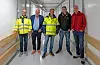 Lars-Petter Smidt fra Helse Bergen (f.v.), Geir Lunde fra Sika, Rolf Jakobsen og Terje Jakobsen fra Foamrox og Yves Boissonnas fra Sika.
