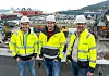 Alento bygger det nye billogistikkbygget til Harald A. Møller i Drammen. Prosjektsjef Simen Thrygg (til venstre), prosjektsjef Anders Wahl og daglig leder Kristian Lindland har startet arbeidet med det nye bygget som skal stå ferdig i 2024. Foto: Alento.