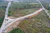 Dronefoto fra arbeidene med å etablere midlertidig vei. Foto: Statens vegvesen