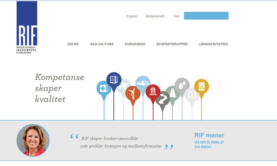 Slik ser nye RIF.no ut. (Skjermdump)