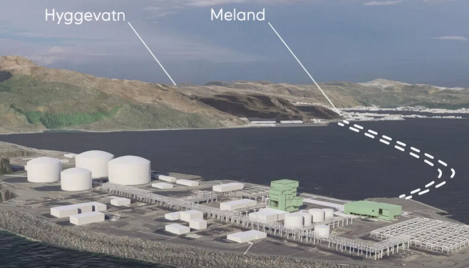 Illustrasjonen viser tunnelen som skal gå mellom Statnetts transformatorstasjon på Hyggevatn til Hammerfest LNG på Melkøya. Illustrasjon: Equinor