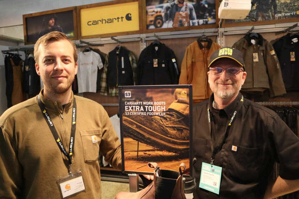 Eirik Werge og John Eirik Paalerud i Carhartt profilerer amerikanske arbeidstøy på Bygg Reis Deg. Foto: Svanhild Blakstad