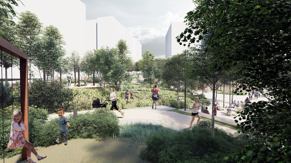 Løren aktivitetspark og flerbrukshall. Illustrasjon: PirII/Oslobygg KF