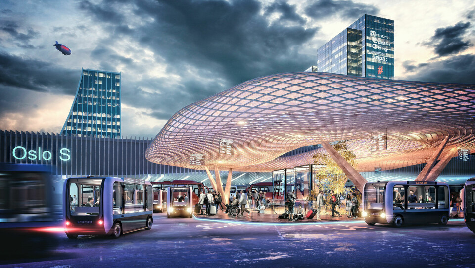 Oslo Bussterminal i MADs visjonære design. Ill: MAD