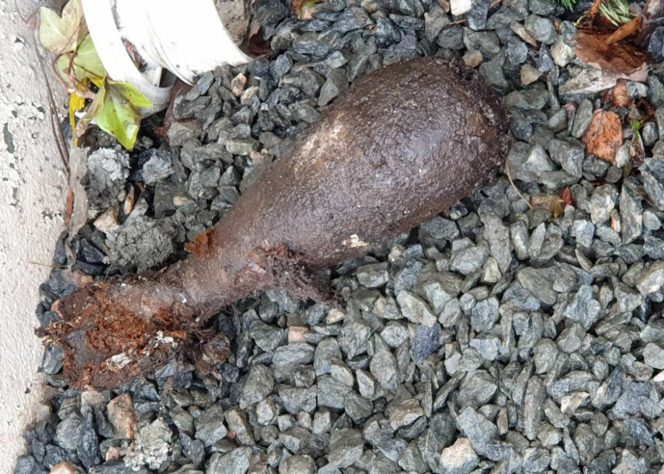 Denne granaten ble funnet i Kristiansund mandag.