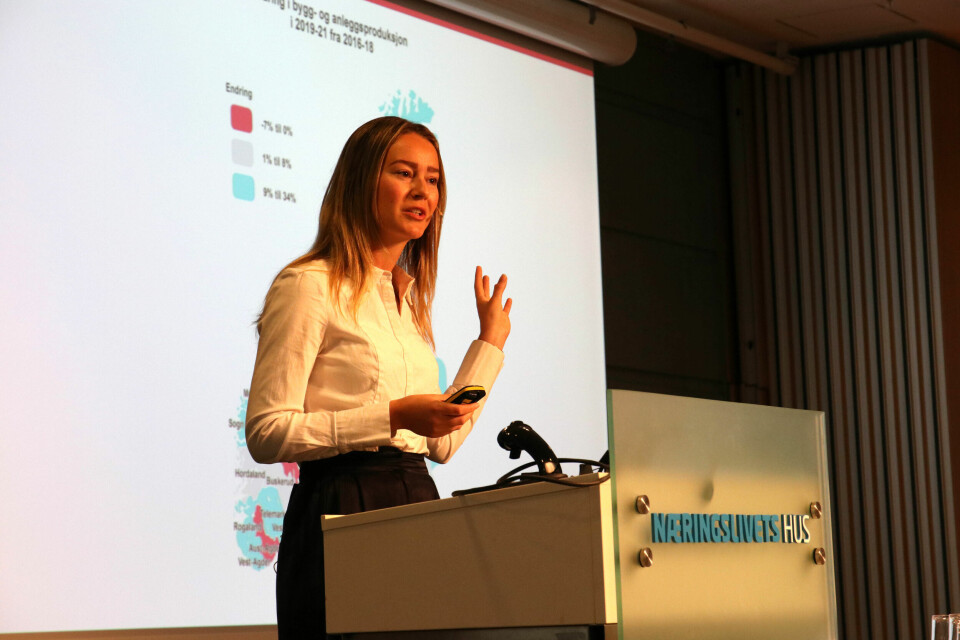 Prognosesenterets Nejra Macic under Markedskonferansen. Foto: Christian Aarhus