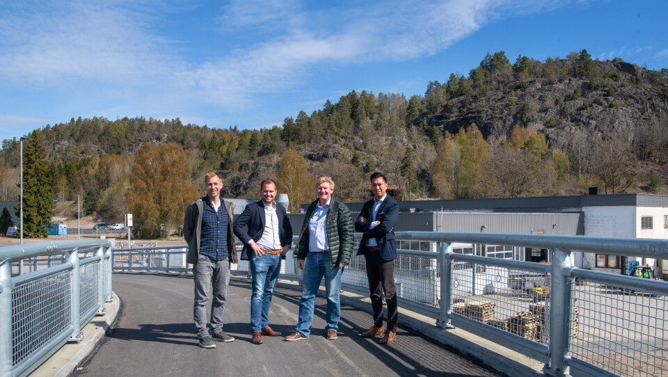 Gjermund Langslet (fra venstre), prosjektleder, Porsgrunn Utvikling AS, Frederic Kristoffersen, adm. dir. Pancom AS, Skulle Wærstad, daglig leder Porsgrunn Utvikling AS og Hotti Dang Ho, adm. dir. Pancom Property AS. Gjermund Langslet (fra venstre), prosjektleder, Porsgrunn Utvikling AS, Frederic Kristoffersen, adm. dir. Pancom AS, Skulle Wærstad, daglig leder Porsgrunn Utvikling AS og Hotti Dang Ho, adm. dir. Pancom Property AS.