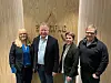Konstituert direktør for handel i Optimera, Anniken Wollan (fra venstre), administrerende direktør Jostein Strand iByggfag, butikkonsept- og salgssjef Lone Bech Spangelid i Optimera og key account manager Trond Oseth i Optimera. Foto: Optimera/Byggfag