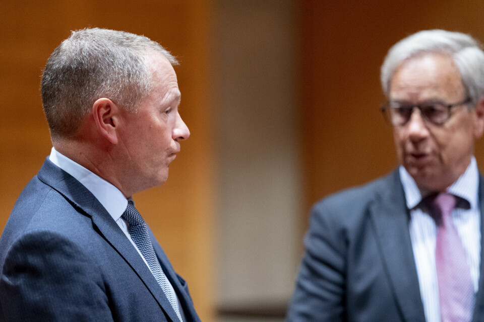 Leder i Norges Banks hovedstyre Øystein Olsen og leder for kapitalforvaltningen Nicolai Tangen.