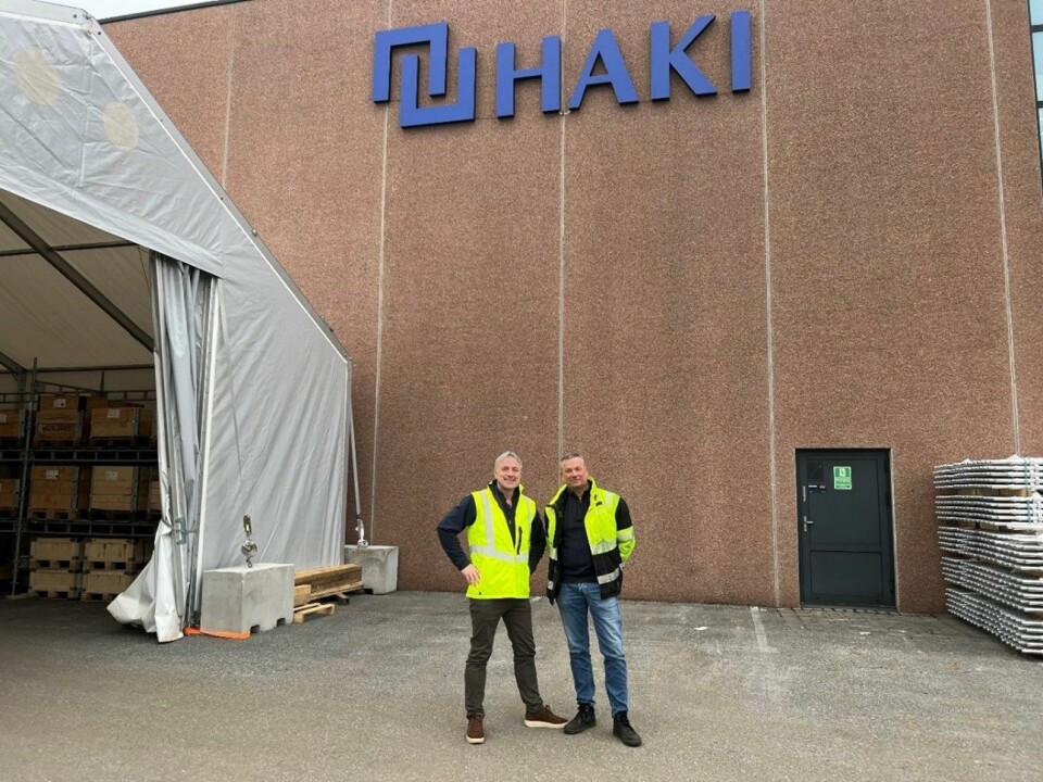 Åmund Sandvik (til venstre) og Atle Nilsen har stor tro på det nye lageret til HAKI. Åmund Sandvik (til venstre) og Atle Nilsen har stor tro på det nye lageret til HAKI. Foto: HAKI