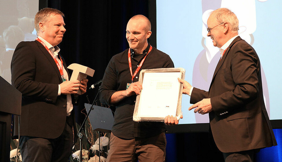 Asle Randen (Backe Entreprenør) (f.v), Tobias Eriksson (Backe Entreprenør) og Sverre Tiltnes (Bygg21).