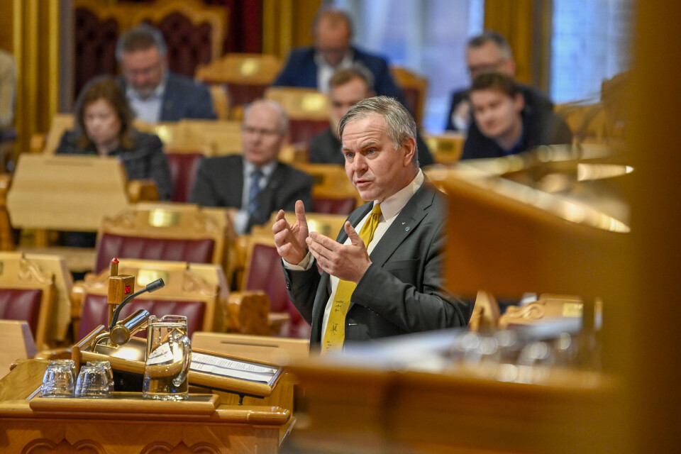 Alfred Jens Bjørlo (V) under muntlig spørretime på Stortinget i Oslo. Alfred Jens Bjørlo (V) under muntlig spørretime på Stortinget i Oslo. Foto: Annika Byrde / NTB