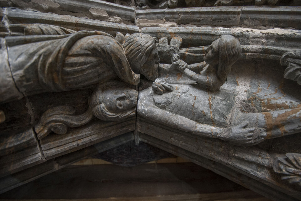 En av detaljene som i et tiår har vært skjult bak stillaset er denne, hvor Eva skapes ut av Adams bryst.