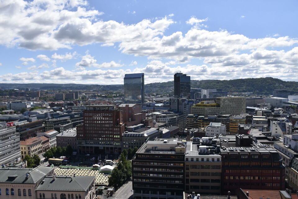 Slik ser det ut bak byggegjerdene når Høyblokka rehabiliteres.
