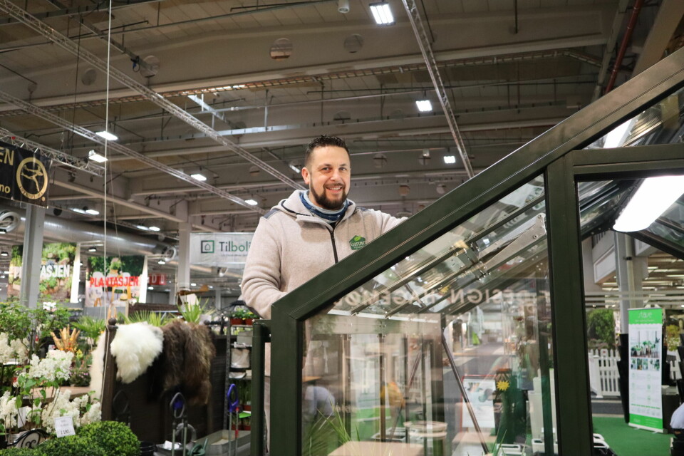 En rekke drivhusleverandører er med på årets hagemesse. Foto: Svanhild Blakstad
