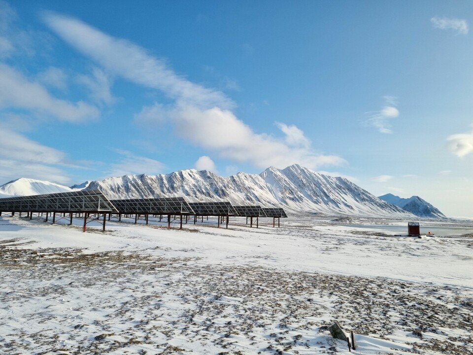 Solceller på Isfjord Radio. Foto: Store Norske