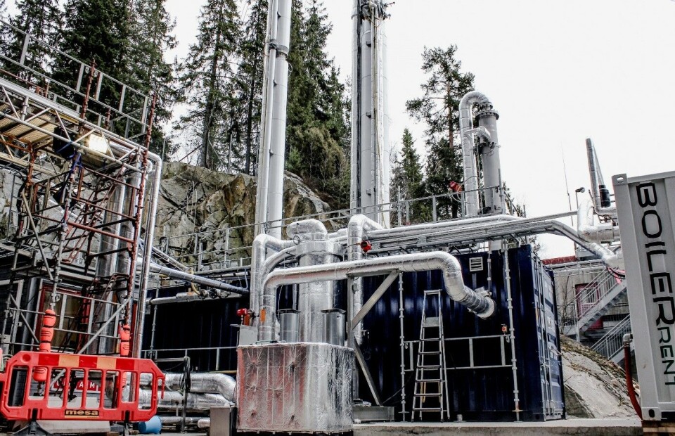 Slik ser piloten av karbonfangstanlegget på Klemetsrud ut. I løpet av 5000 timer med testing, har pilotanlegget fanget over 90 prosent av all CO₂-en.