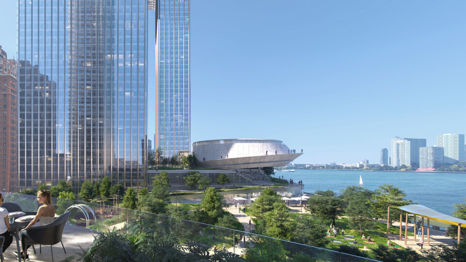 BIG APPLE. Arkitektkontoret BIG har utviklet nye, ikoniske bygg i Det store eplet, New York City. Illustrasjon: Bjarke Ingels Group
