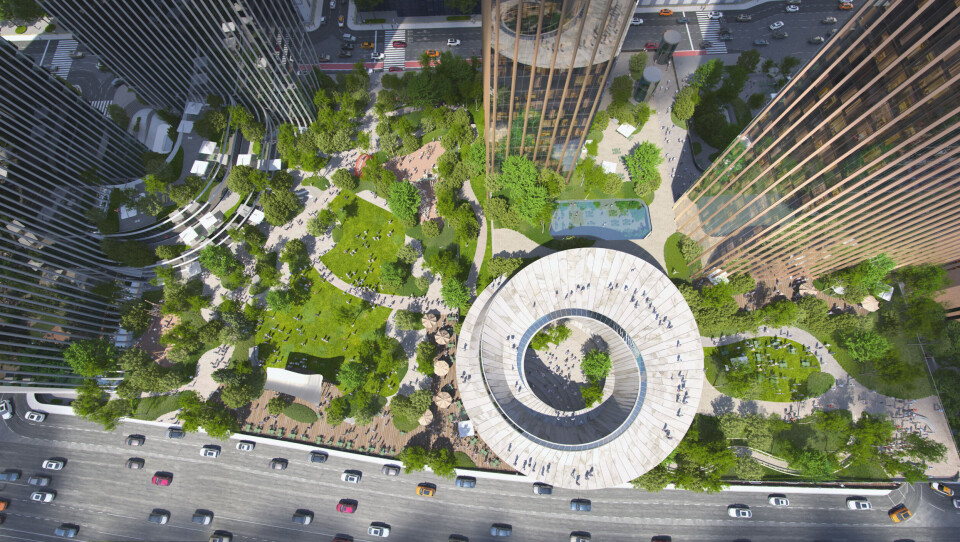 BIG APPLE. Arkitektkontoret BIG har utviklet nye, ikoniske bygg i Det store eplet, New York City. Illustrasjon: Bjarke Ingels Group