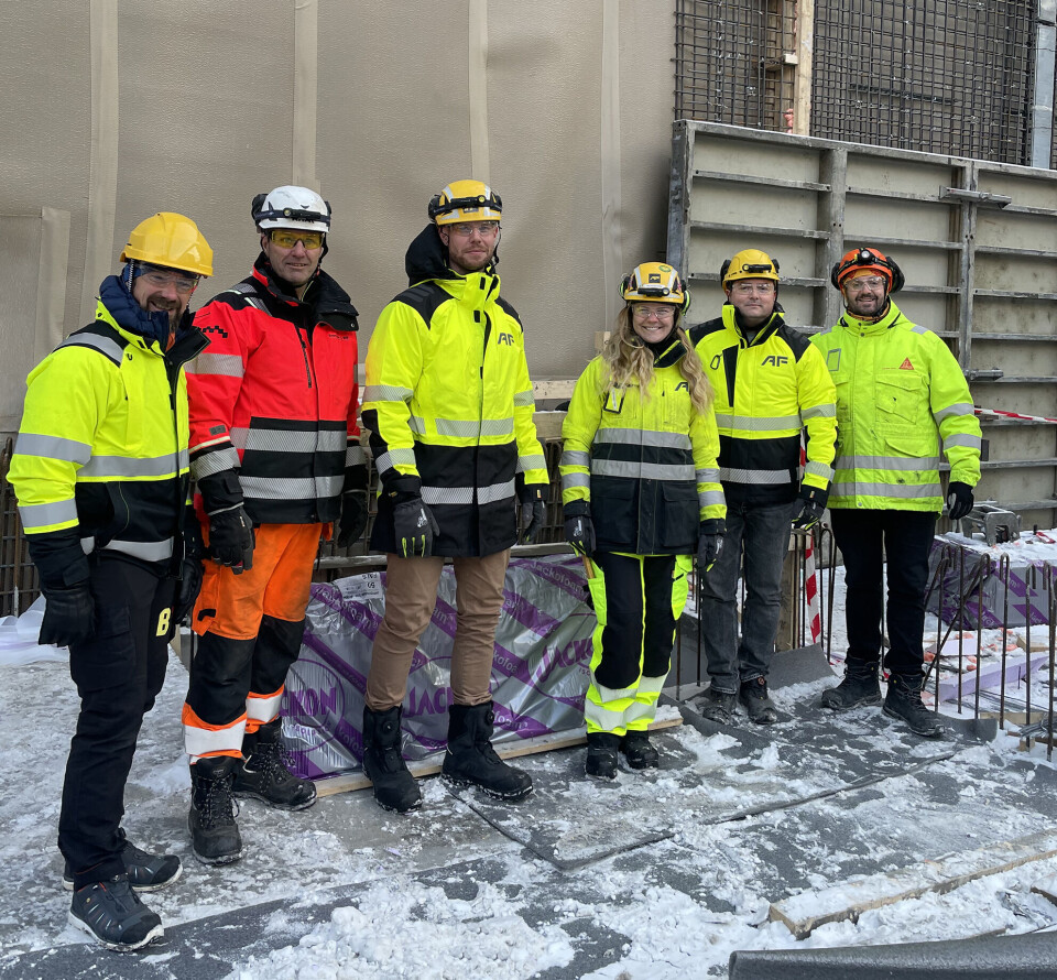 Fra v.: Lars Gaustad (BuildRight), Jan Egil Enger (Stenseth & RS), Erik Bjuréus (AF Gruppen), Stina Elisabeth Ovesen(AF Gruppen), Trond Magne Hognestad Petersen (AF Gruppen), og Magne N. Mørch (Sika). Fra v.: Lars Gaustad (BuildRight), Jan Egil Enger (Stenseth & RS), Erik Bjuréus (AF Gruppen), Stina Elisabeth Ovesen(AF Gruppen), Trond Magne Hognestad Petersen (AF Gruppen), og Magne N. Mørch (Sika).