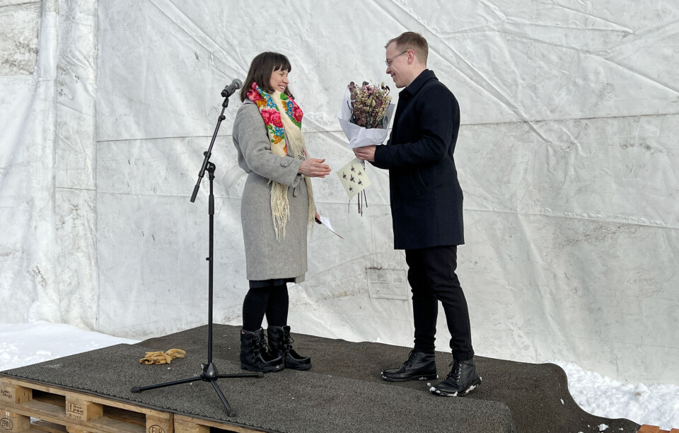 Rina Mariann Hansen, byråd for næring og eierskap i Oslo og Emil Andresen Rygh, daglig leder i Sirkulær Ressurssentral.