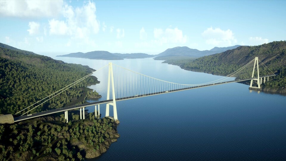 På Langenuen bru på E39 tester Statens vegvesen ut brubygging med aluminium i stedet for stål. Dette er en av de nyskapende bruprosjektene som dekkes under årets Brukonferanse. Illustrasjon: Statens vegvesen/Aker Solutions Stord På Langenuen bru på E39 tester Statens vegvesen ut brubygging med aluminium i stedet for stål. Dette er en av de nyskapende bruprosjektene som dekkes under årets Brukonferanse. Illustrasjon: Statens vegvesen/Aker Solutions Stord