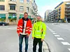 Prosjektleder hos Isachsen Anlegg AS, Lars Jacob Bøe og prosjektleder i Bymiljøetaten, Jan Sverre Asmyr. Foto: Oslo kommune/Bymiljøetaten