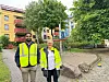 Prosjektleder for rehabilitering av tak på Turtergården borettslag, Dhanusshanth Tharmarajan, og administrerende direktør i Selvaag Prosjekt, Merete Kolstad Løberg. Foto: Ingvill Hafver