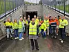 Jubel fra både ordfører Cecilie Dahl-Jørgensen Pind og involverte fra entreprenører og konsulenter over den nye spillvannstunnelen i Nordre Follo. Foto: Jarle Skoglund