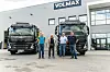 Silvan Gadner fra Liebherr/Jørn Glad AS (f.h.), Lars Haagen Børrud (daglig leder i Skedsmo Betong), Thor Gundersen (daglig leder i NCG Transport) og Vidar Enderød fra Volmax. Foto: Skedsmo Betong