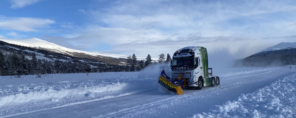 Dette er den elektriske brøytebilen som ble brukt under testingen på Dovrefjell sist vinter.