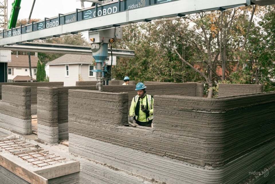 For første gang er det 3D-printet tre etasjer i Nord Amerika. Foto: Nidus3d/Cobod