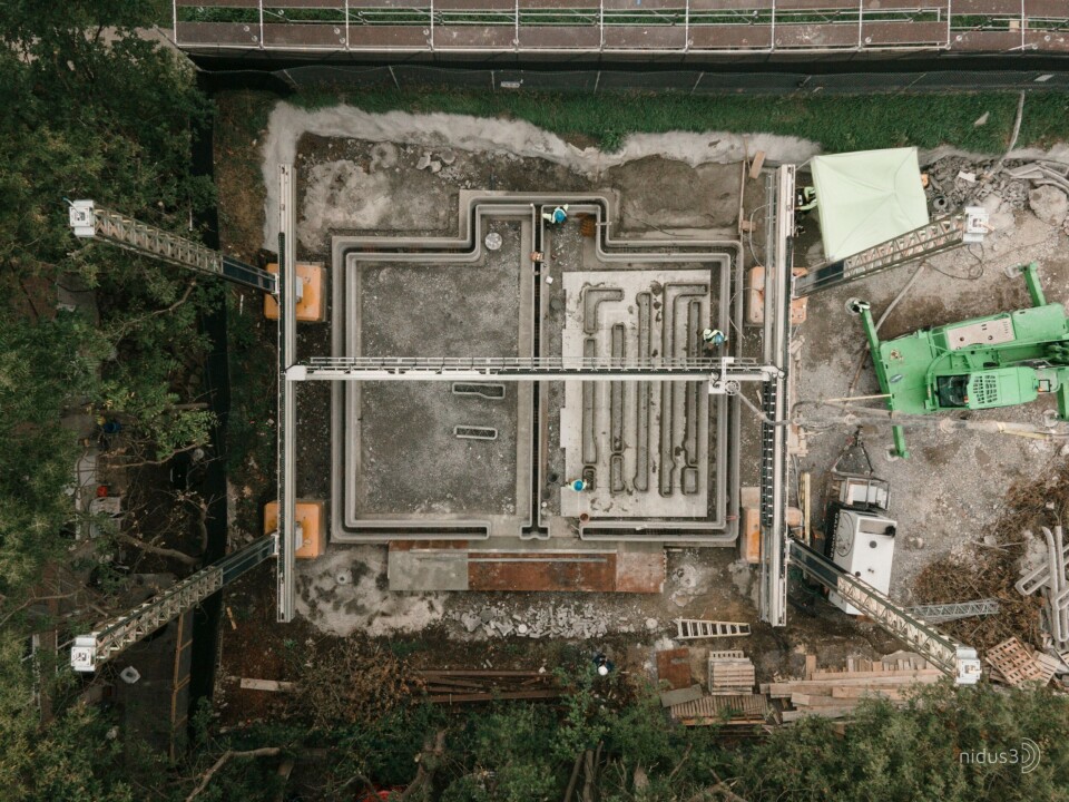 For første gang er det 3D-printet tre etasjer i Nord Amerika. Foto: Nidus3d/Cobod