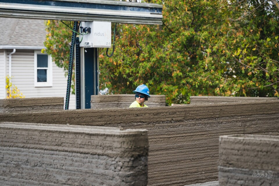 For første gang er det 3D-printet tre etasjer i Nord Amerika. Foto: Nidus3d/Cobod