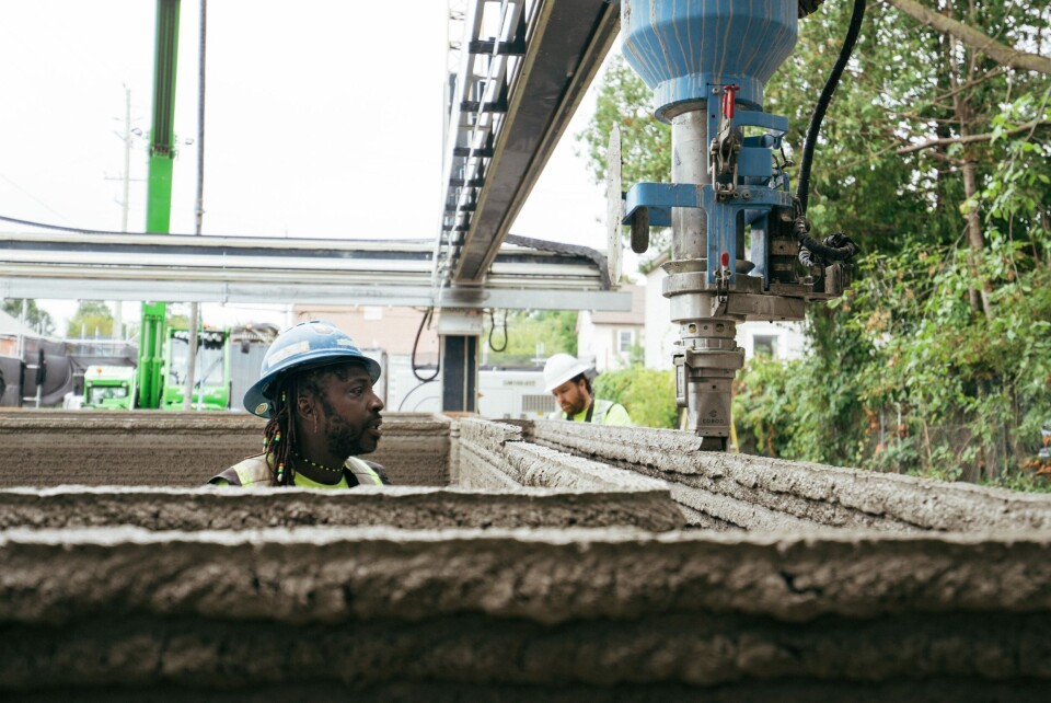 For første gang er det 3D-printet tre etasjer i Nord Amerika. Foto: Nidus3d/Cobod