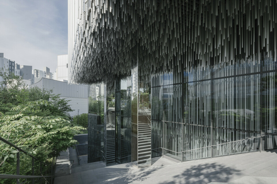 Audeum i Seoul skal være verdens første dedikerte lydmuseum. Illustrasjon: Kengo Kuma