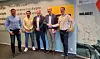 Lars Wadahl (delprosjektleder AF Anlegg) (f.v), Kristian Nilsplass (prosjektleder AF Anlegg), Steinar Fretheim (prosjektsjef Nye Veier), Espen Almlid (utbyggingsdirektør Nye Veier) og Erik Frogner (avdelingsdirektør AF Anlegg). Foto: AF Gruppen