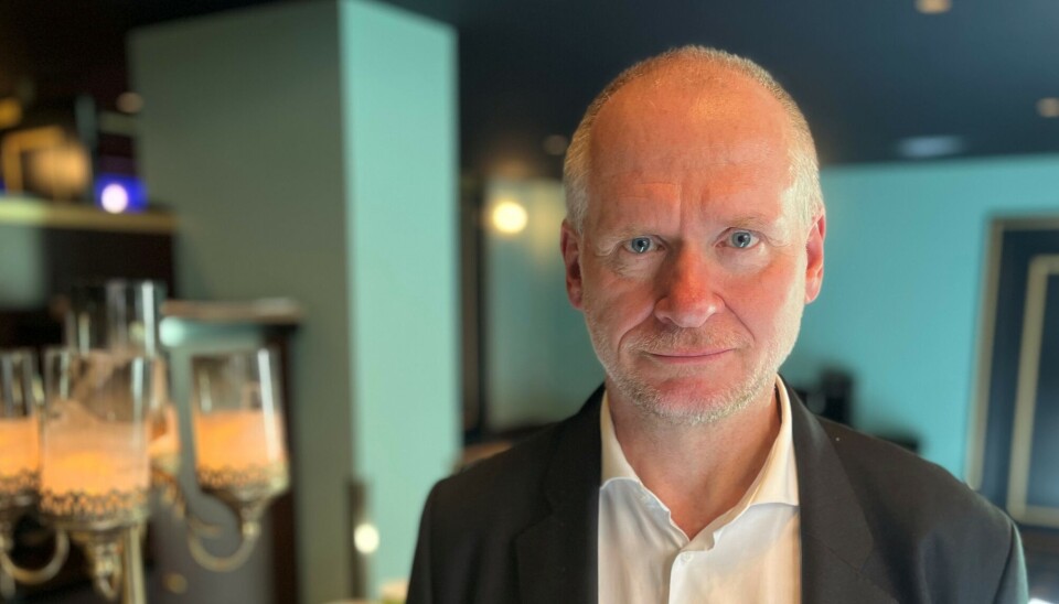 Administrerende direktør i Eiendom Norge, Henning Lauridsen, under konferansen Hvitvaskingsdagen på Hotel Bristol i Oslo. Foto: Frode Aga