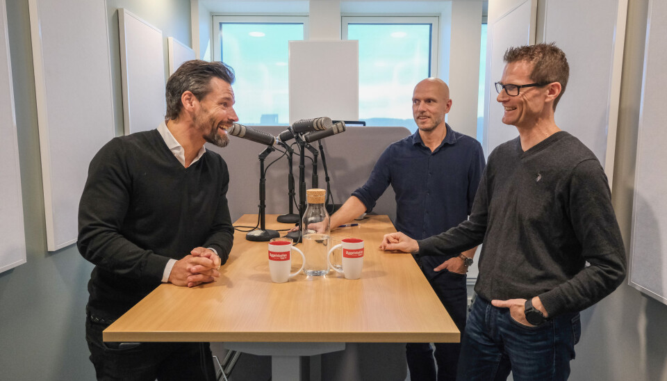 Anders Buchardt (fra venstre) gjestet Byggeplassen med Frode Aga og Arve Brekkhus. Foto: Sindre Sverdrup Strand