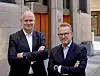 Administrerende direktør Henning Lauridsen (t.v.) og sjef for kommunikasjon og politikk Erik Lundesgaard i Eiendom Norge. Foto: Eiendom Norge