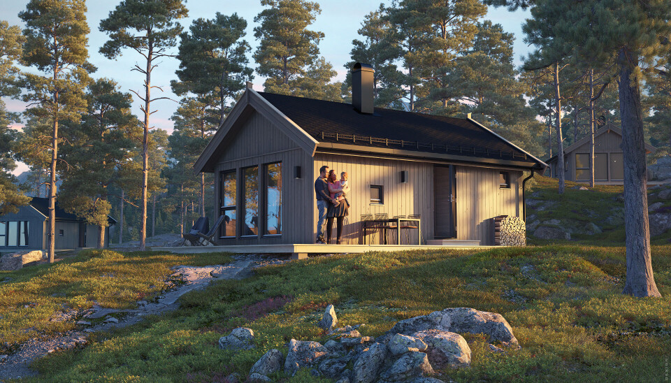 Steg-hyttene til Saltdalshytta ble lansert forrige vinter, og finnes i størrelser mellom 35 til 45 kvadratmeter. Illustrasjon: Saltdalshytta/ Atlantis Design