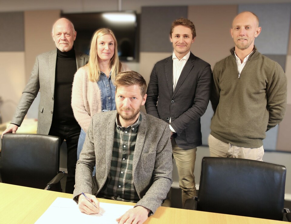 Fra venstre: Svein Halleraker, Link Arkitektur AS, Elin Halstadtrø, Reidar Christoffer Bjørnsen Wulfsberg, Christopher Simonsen og Andreas Svendsen fra Vedal Entreprenør.