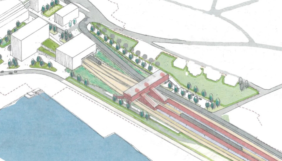 Illustrasjonen viser hvordan den nye stasjonen i Moss kan bli. Det gjenstår fortsatt mange detaljer, det må derfor påregnes at det kan bli endring, ifølge Bane Nor.