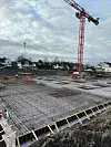 Bunnplaten på Tolvsrød torg på 2500 kvadratmeter armeres på en uke. Foto: Betonmast